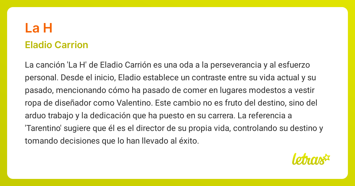 Significado de la canción LA H (Eladio Carrion) - LETRAS.COM