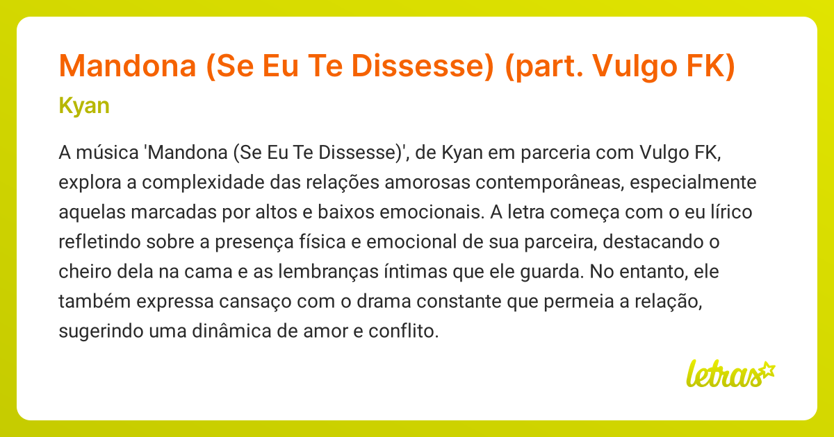 Significado da música Mandona (Se Eu Te Dissesse) (part. Vulgo FK ...