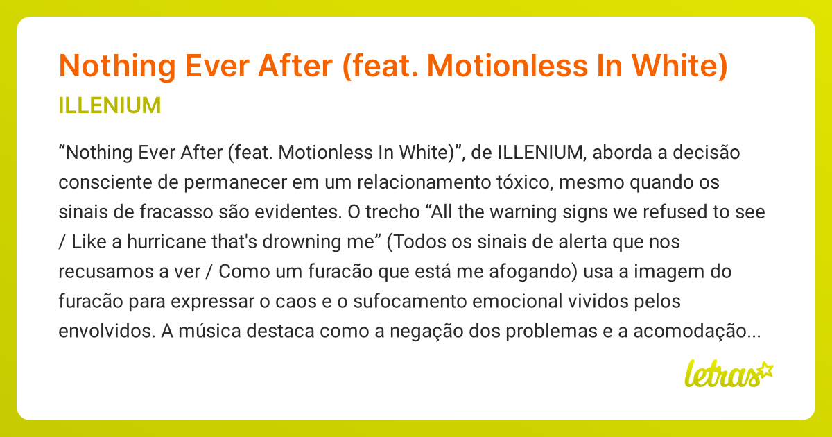 Nothing Ever After (feat. Motionless In White) (SIGNIFICADO) Illenium