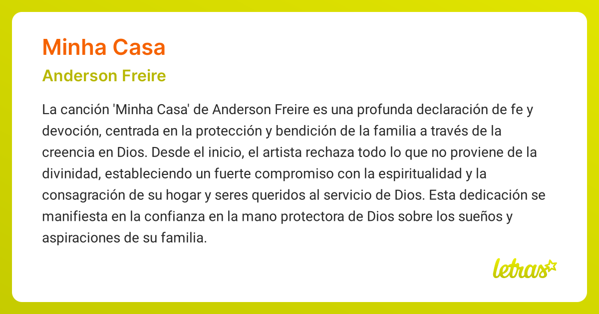 Significado de la canción MINHA CASA (Anderson Freire) - LETRAS.COM