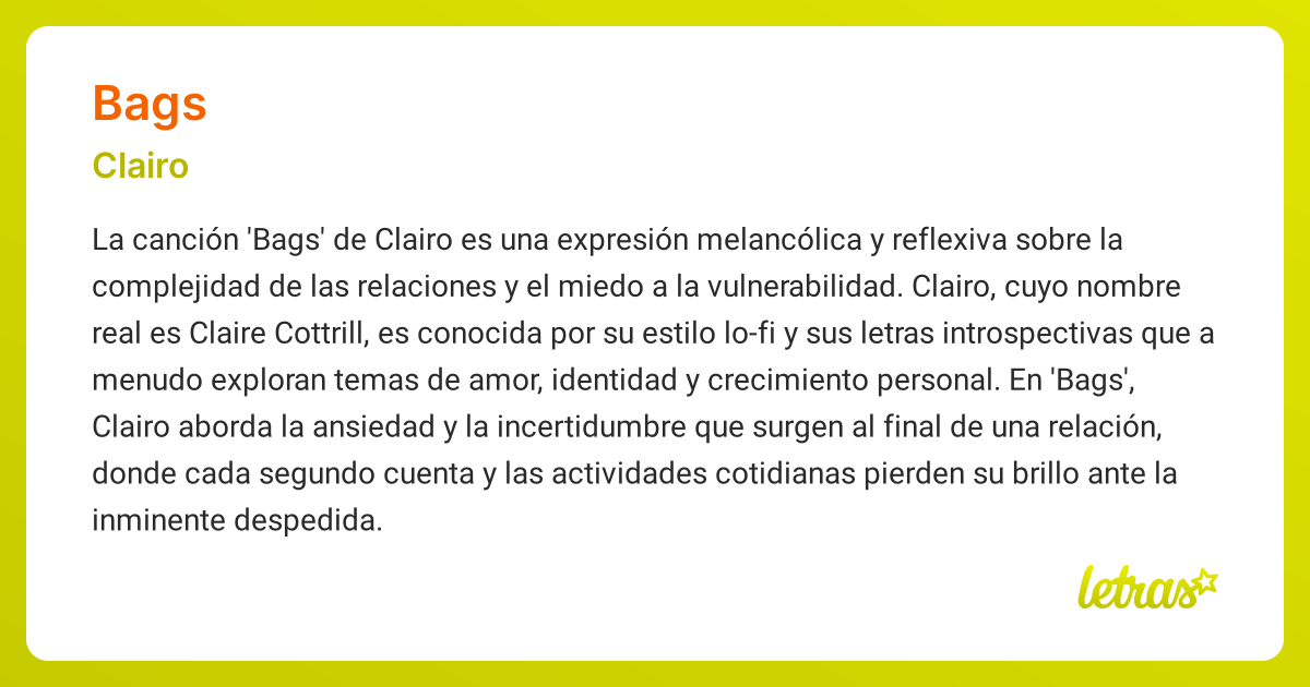 Significado de la canción BAGS (Clairo)