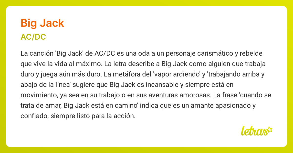 Significado de la canción BIG JACK (AC/DC) - LETRAS.COM
