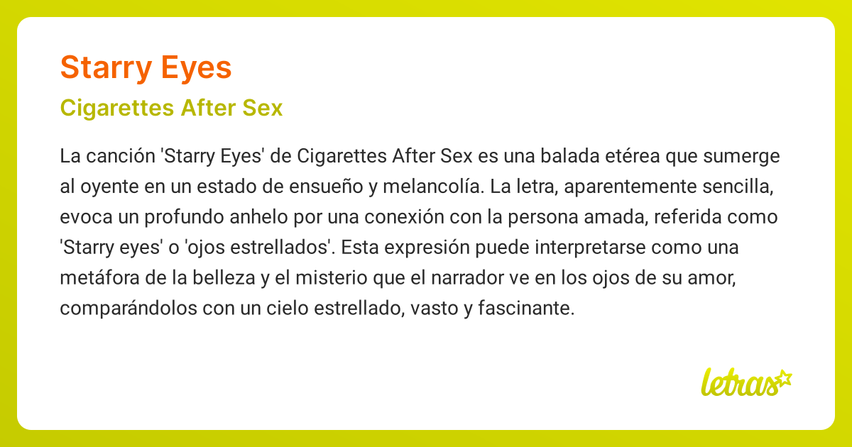starry eyes lyrics cigarettes meaning Significado de la canción STARRY EYES (Cigarettes After Sex)