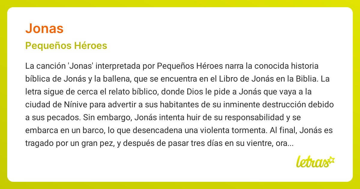 Significado de la canción JONAS (Pequeños Héroes) - LETRAS.COM