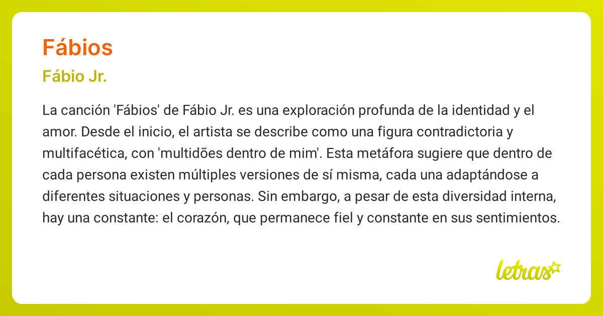 Significado de la canción FÁBIOS (Fábio Jr.) - LETRAS.COM
