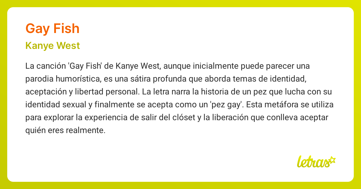 Significado de la canción GAY FISH (Kanye West) - LETRAS.COM