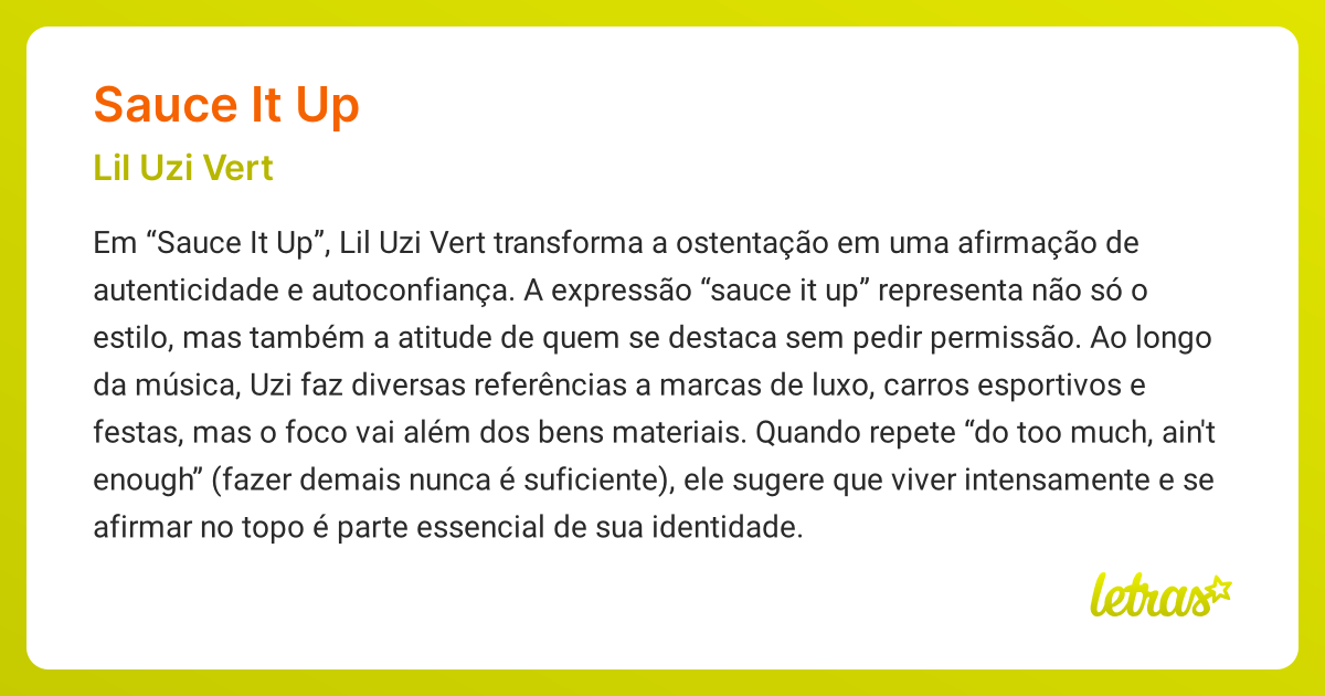 SAUCE IT UP (SIGNIFICADO) Lil Uzi Vert