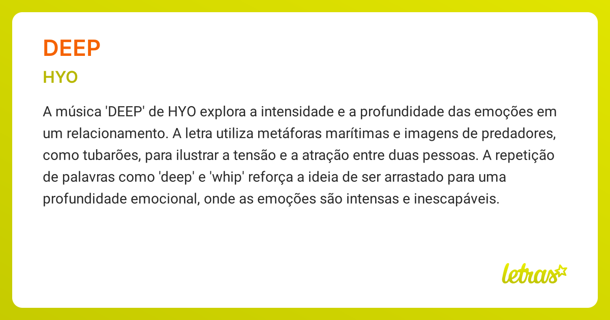 Significado da música DEEP (HYO) LETRAS.MUS.BR