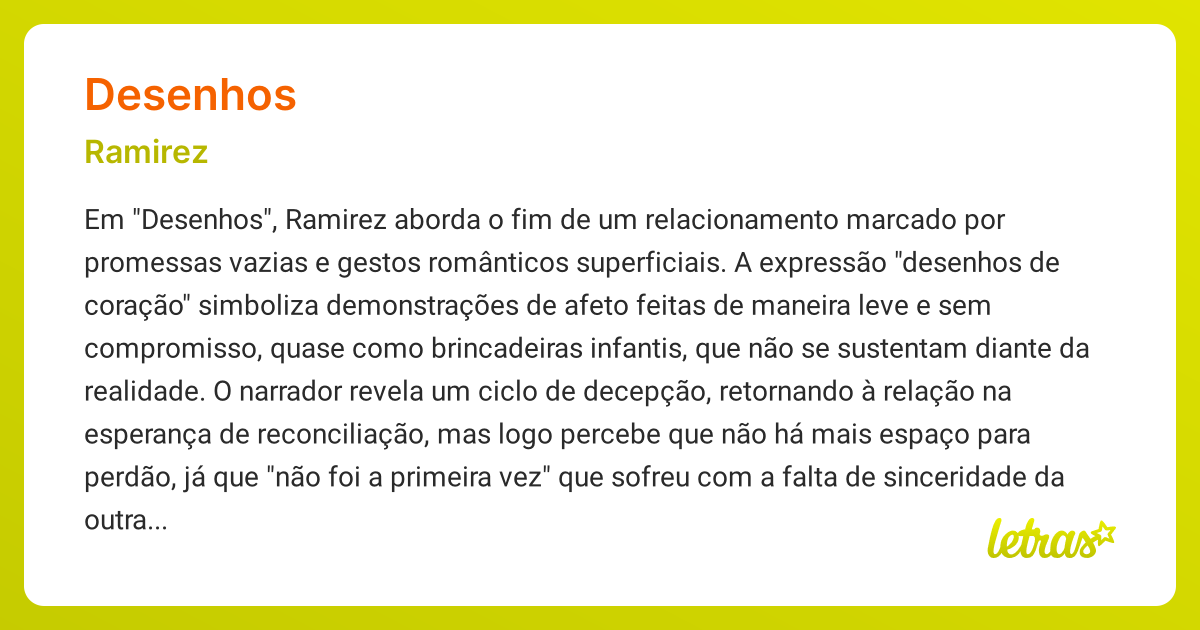 Significado da música DESENHOS (Ramirez) - LETRAS.MUS.BR
