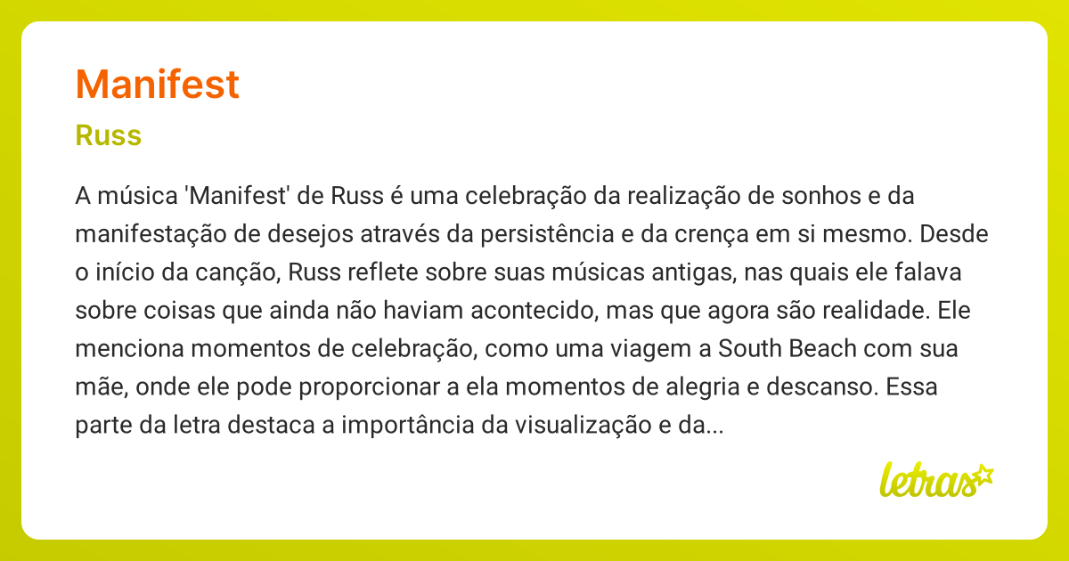 MANIFEST (SIGNIFICADO) - Russ