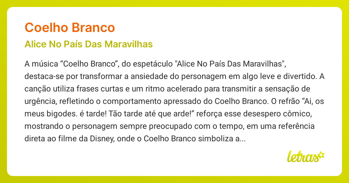 Significado da música COELHO BRANCO (Alice No País Das Maravilhas ...