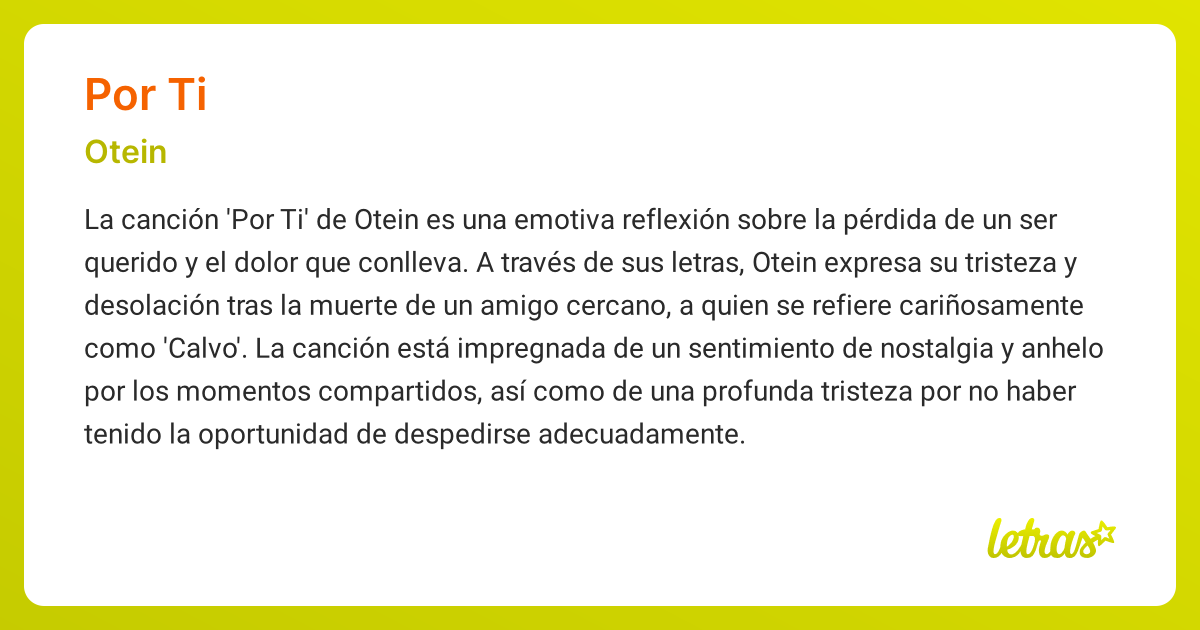 Significado de la canción POR TI (Otein) - LETRAS.COM