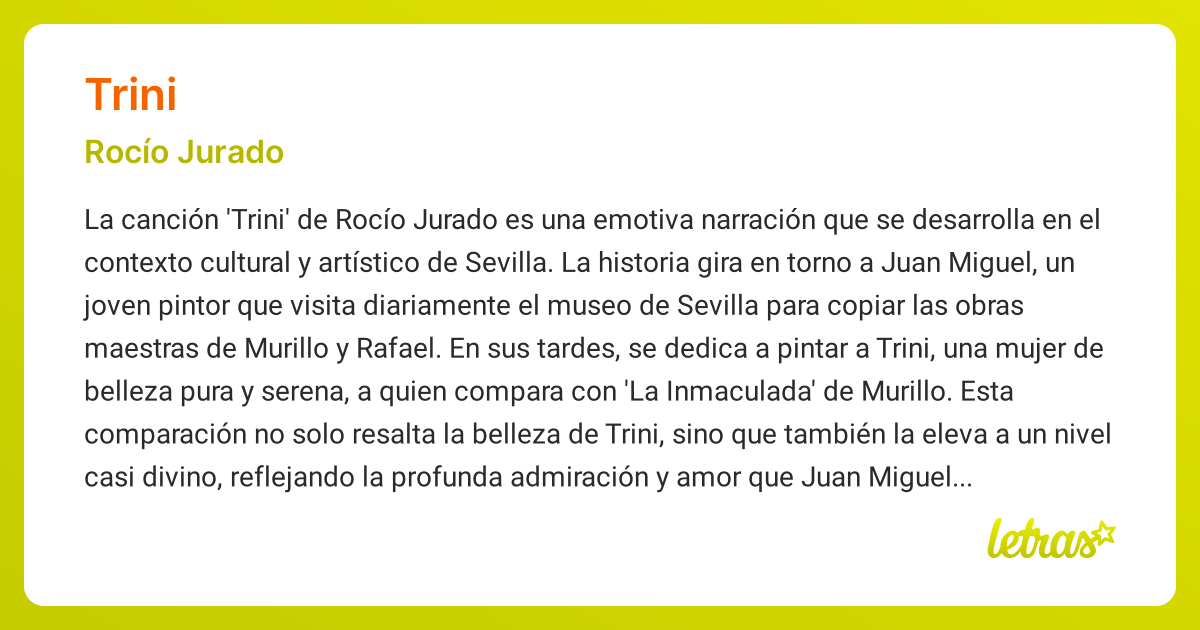 Significado de la canción TRINI (Rocío Jurado) - LETRAS.COM