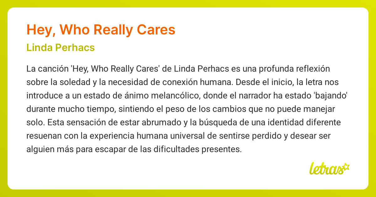 Significado de la canción HEY, WHO REALLY CARES (Linda Perhacs ...