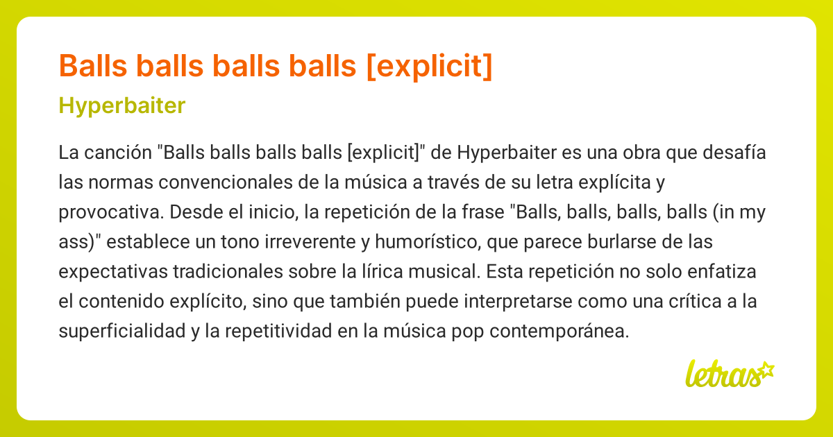 Significado de la canción Balls balls balls balls [explicit ...