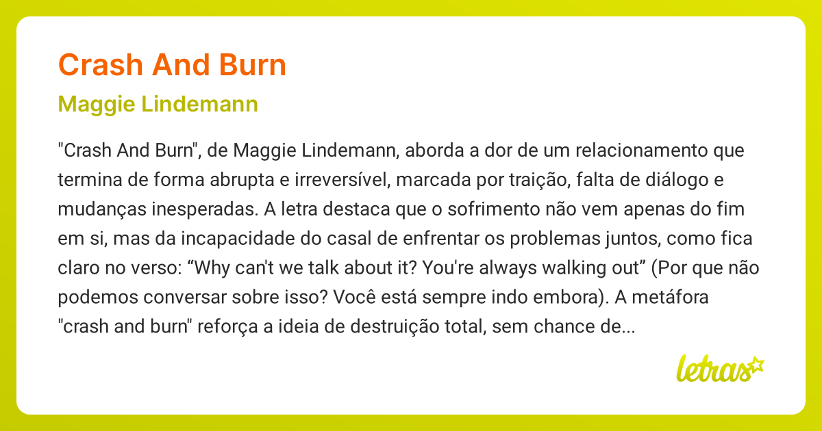 CRASH AND BURN (SIGNIFICADO) Maggie Lindemann