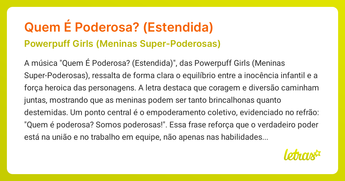 Significado da música QUEM É PODEROSA? (ESTENDIDA) (Powerpuff Girls ...