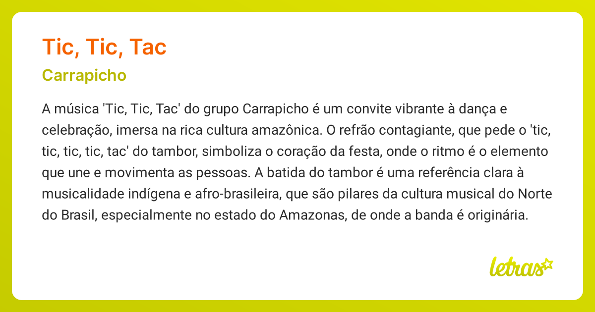 Carrapicho tic fashion tic tac letra