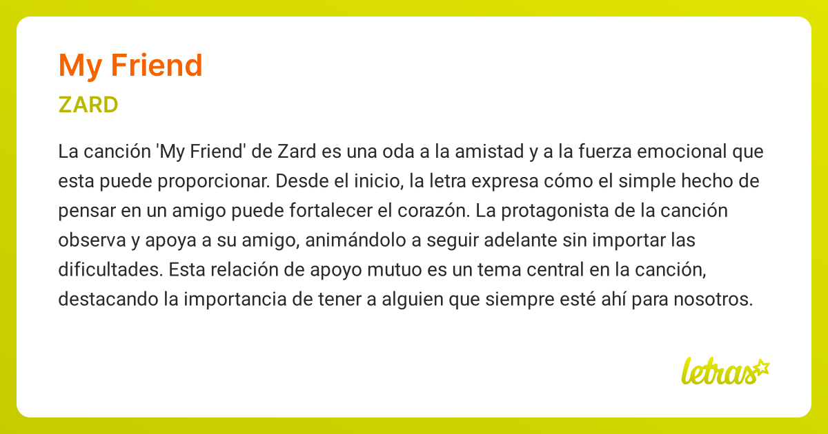 Significado de la canción MY FRIEND (ZARD) - LETRAS.COM