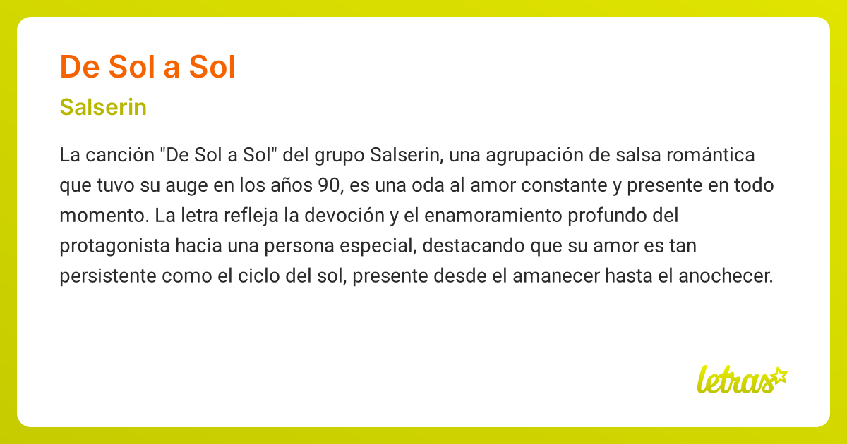 Significado de la canción DE SOL A SOL (Salserin) - LETRAS.COM
