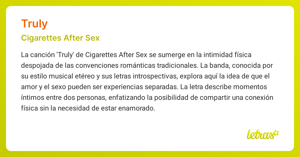 Significado de la canción TRULY (Cigarettes After Sex)