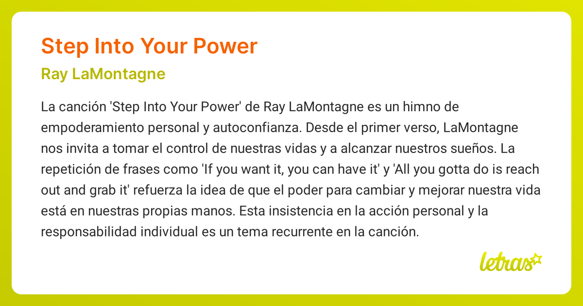 Significado de la canción STEP INTO YOUR POWER (Ray LaMontagne ...