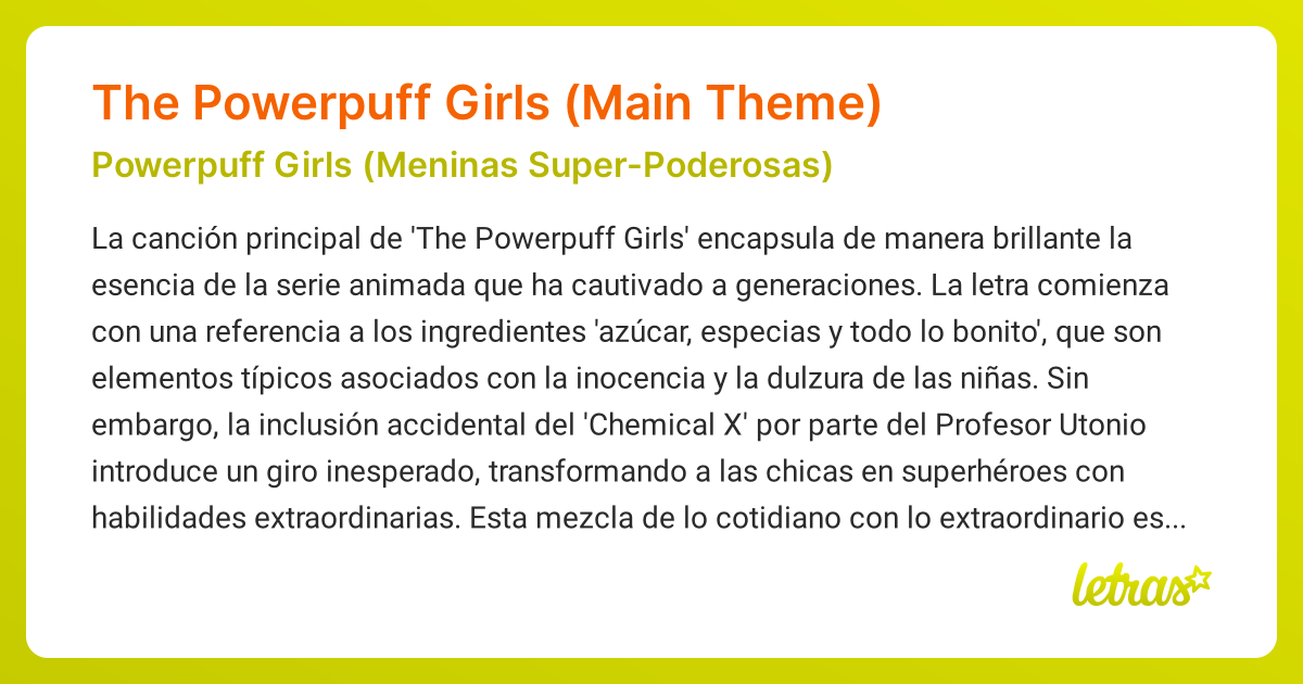 Significado de la canción The Powerpuff Girls (Main Theme) (Powerpuff ...