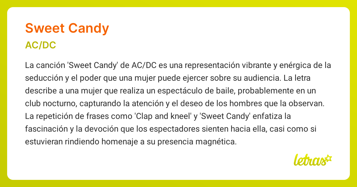 Significado de la canción SWEET CANDY (AC/DC) - LETRAS.COM