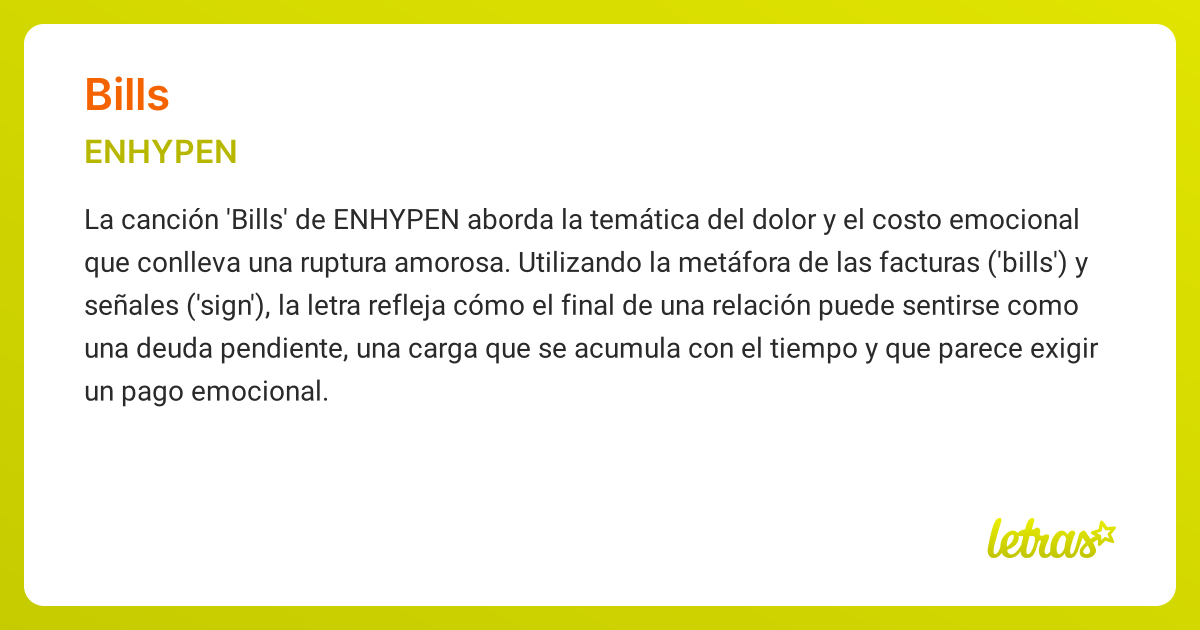 Significado de la canción BILLS (ENHYPEN) - LETRAS.COM