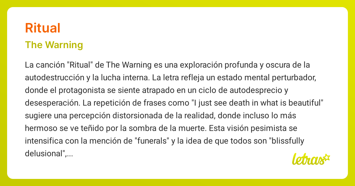 Significado de la canción RITUAL (The Warning) - LETRAS.COM
