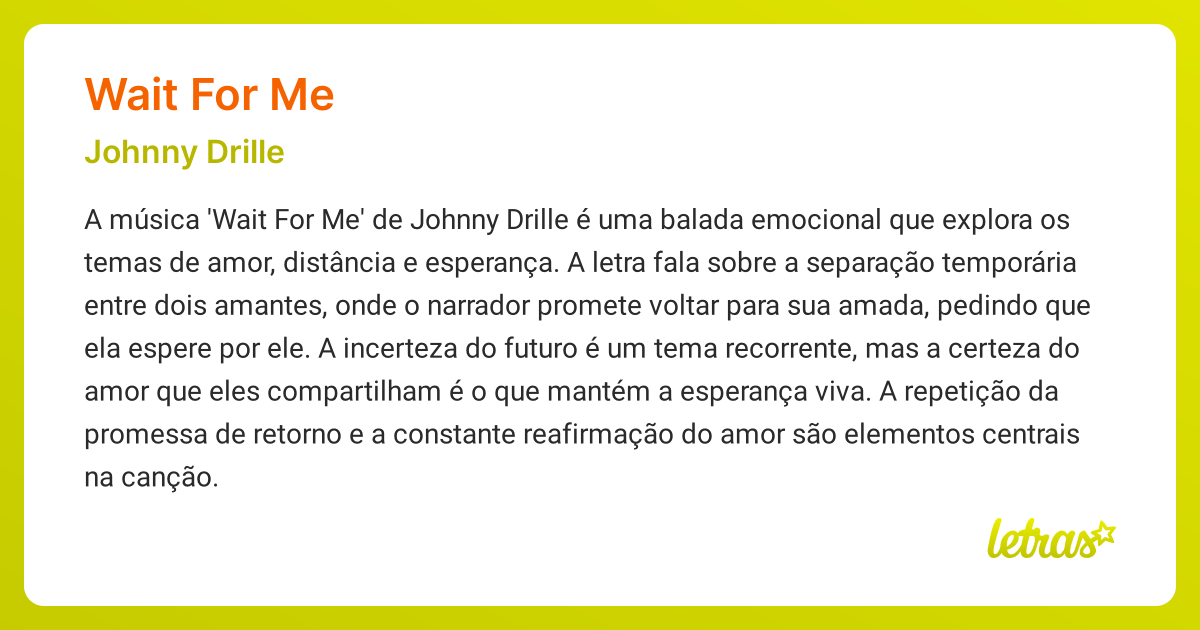 WAIT FOR ME (SIGNIFICADO) Johnny Drille