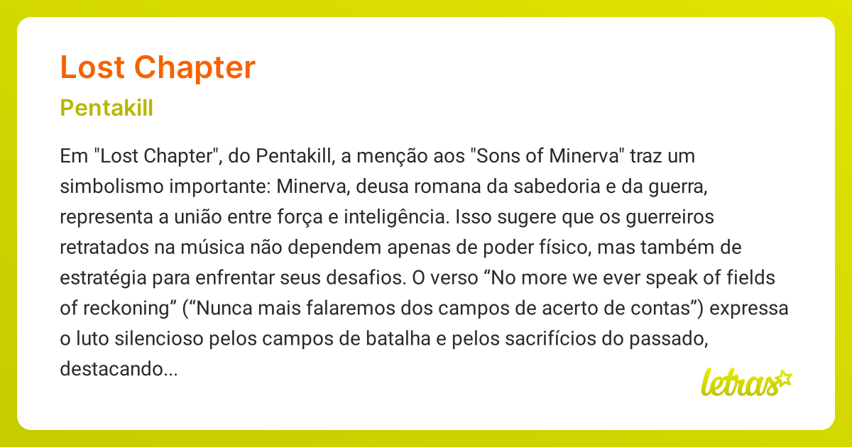 Significado da música LOST CHAPTER (Pentakill) - LETRAS.MUS.BR