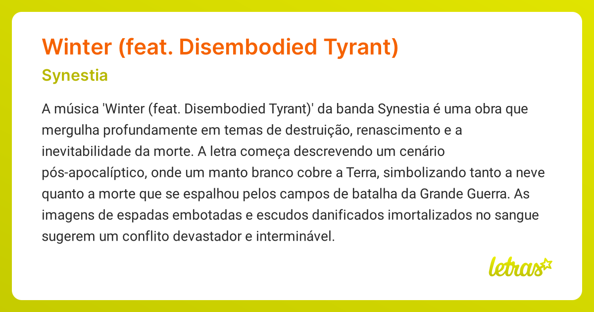 Significado da música Winter (feat. Disembodied Tyrant) (Synestia ...