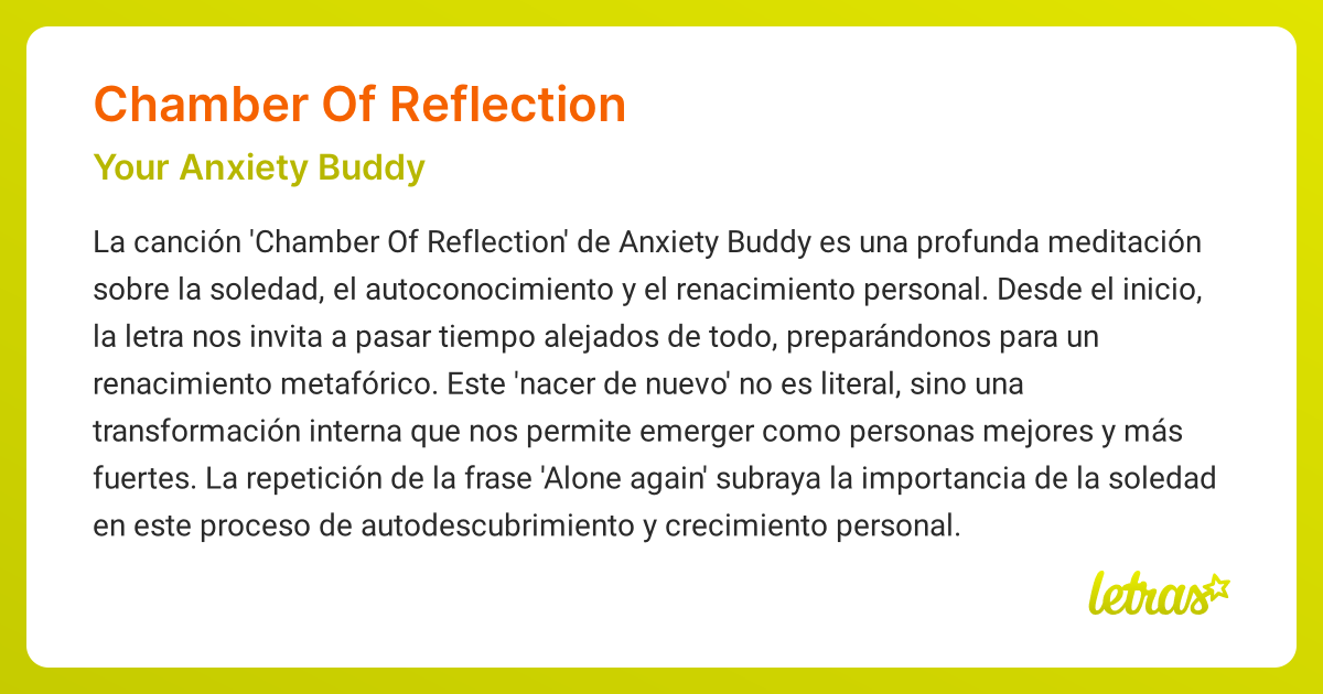 Significado de la canción CHAMBER OF REFLECTION (Your Anxiety Buddy ...