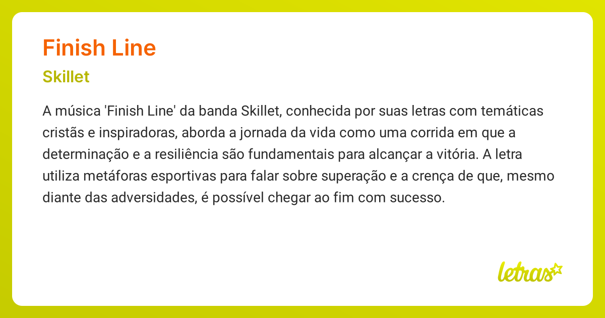 Significado da música FINISH LINE (Skillet) LETRAS.MUS.BR