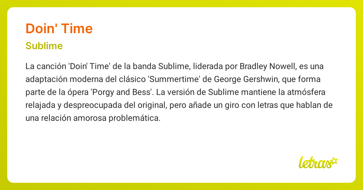 Significado de la canción DOIN' TIME (Sublime) - LETRAS.COM