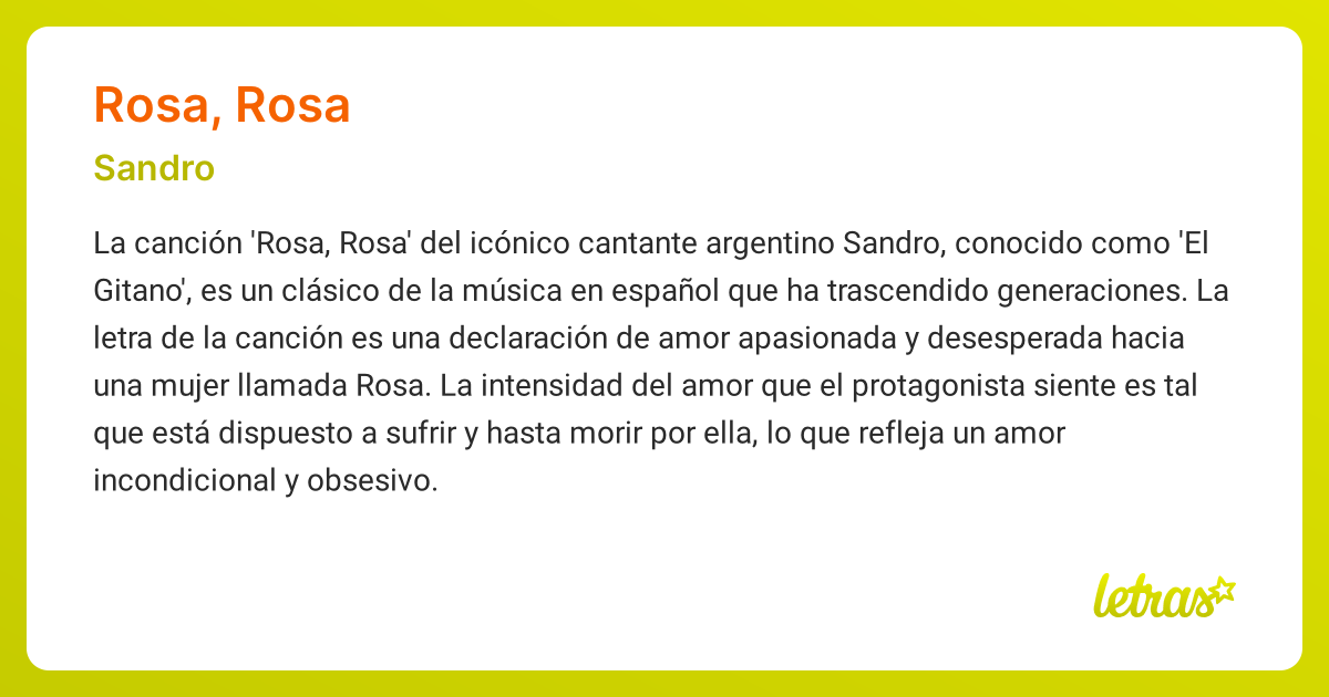 Significado de la canción ROSA, ROSA (Sandro) - LETRAS.COM