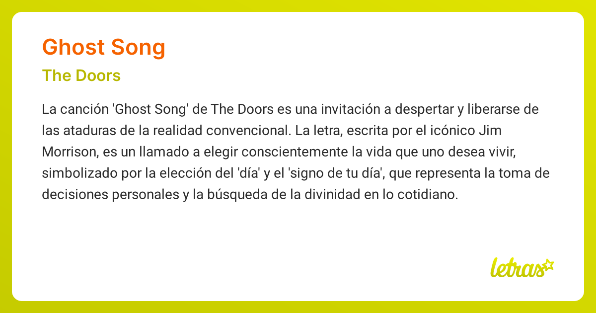 Significado de la canción GHOST SONG (The Doors)