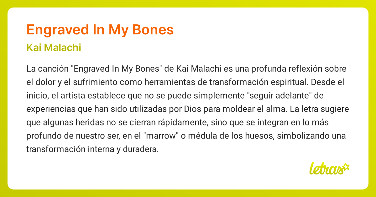 Significado de la canción ENGRAVED IN MY BONES (Kai Malachi) - LETRAS.COM