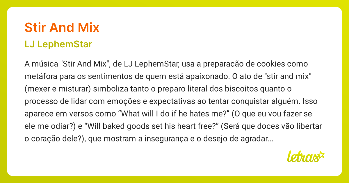 Significado da música STIR AND MIX (LJ LephemStar) - LETRAS.MUS.BR