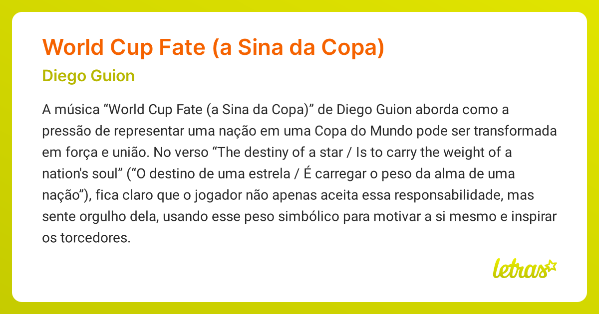 Significado da música World Cup Fate (a Sina da Copa) (Diego Guion ...