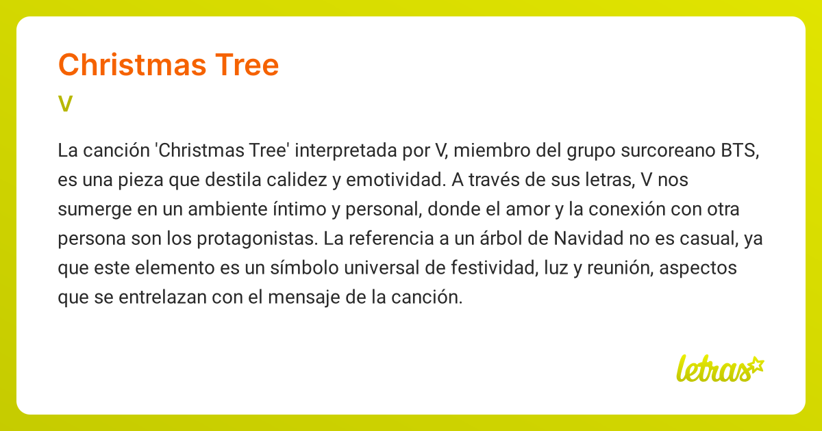 Significado de la canción CHRISTMAS TREE (V ) - LETRAS.COM
