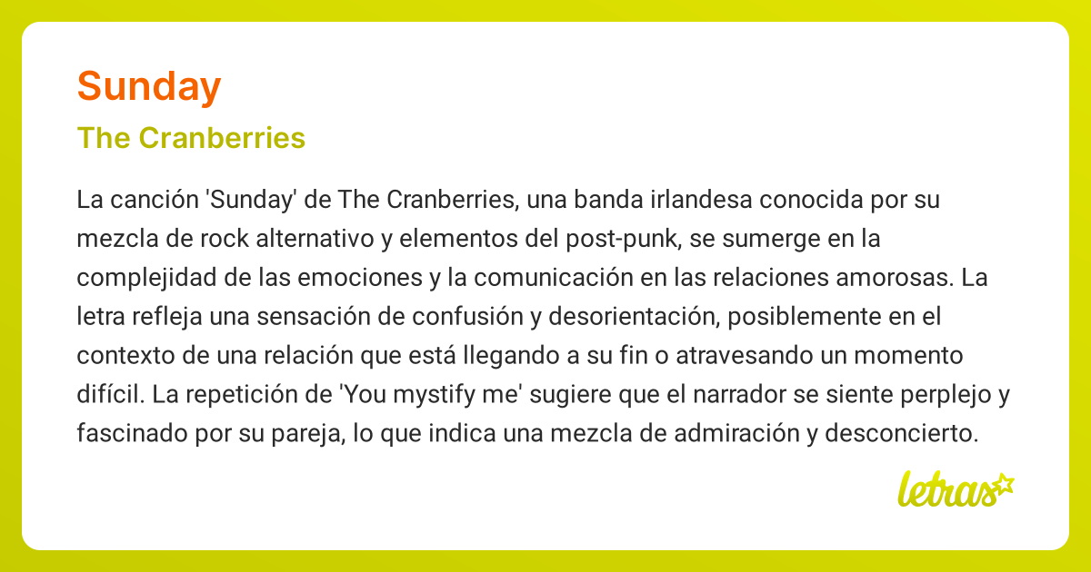 Significado de la canción SUNDAY (The Cranberries)
