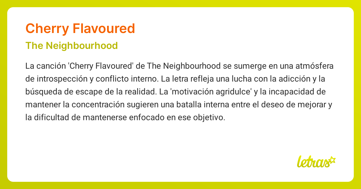 Significado de la canción CHERRY FLAVOURED (The Neighbourhood)