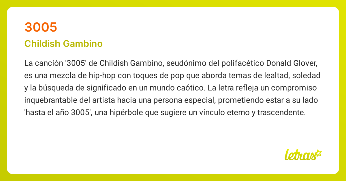Significado de la canción 3005 (Childish Gambino)