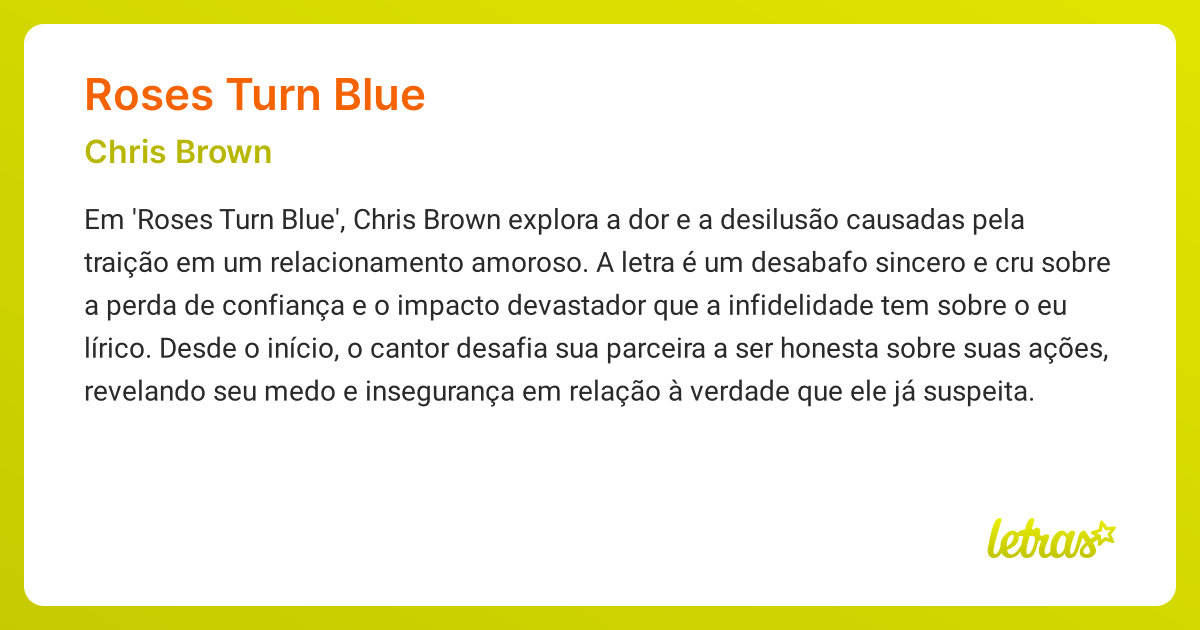 Significado da música ROSES TURN BLUE (Chris Brown) LETRAS.MUS.BR