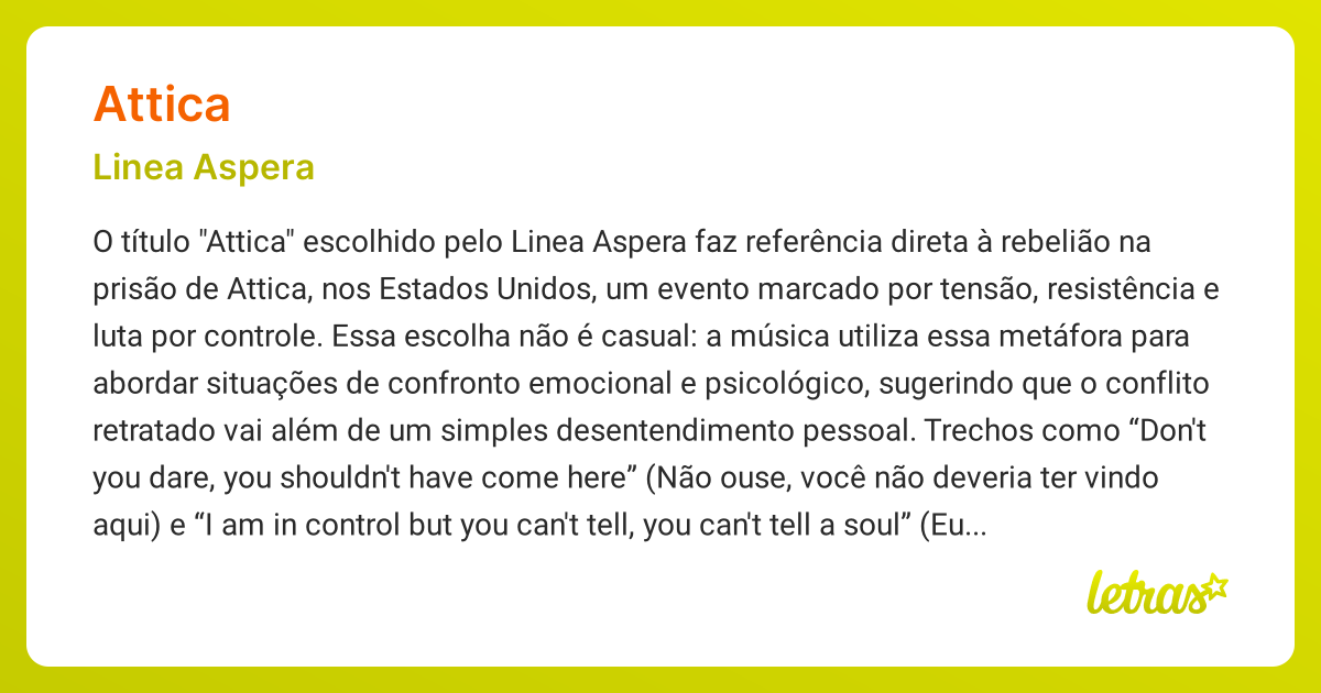 Significado da música ATTICA (Linea Aspera) - LETRAS.MUS.BR