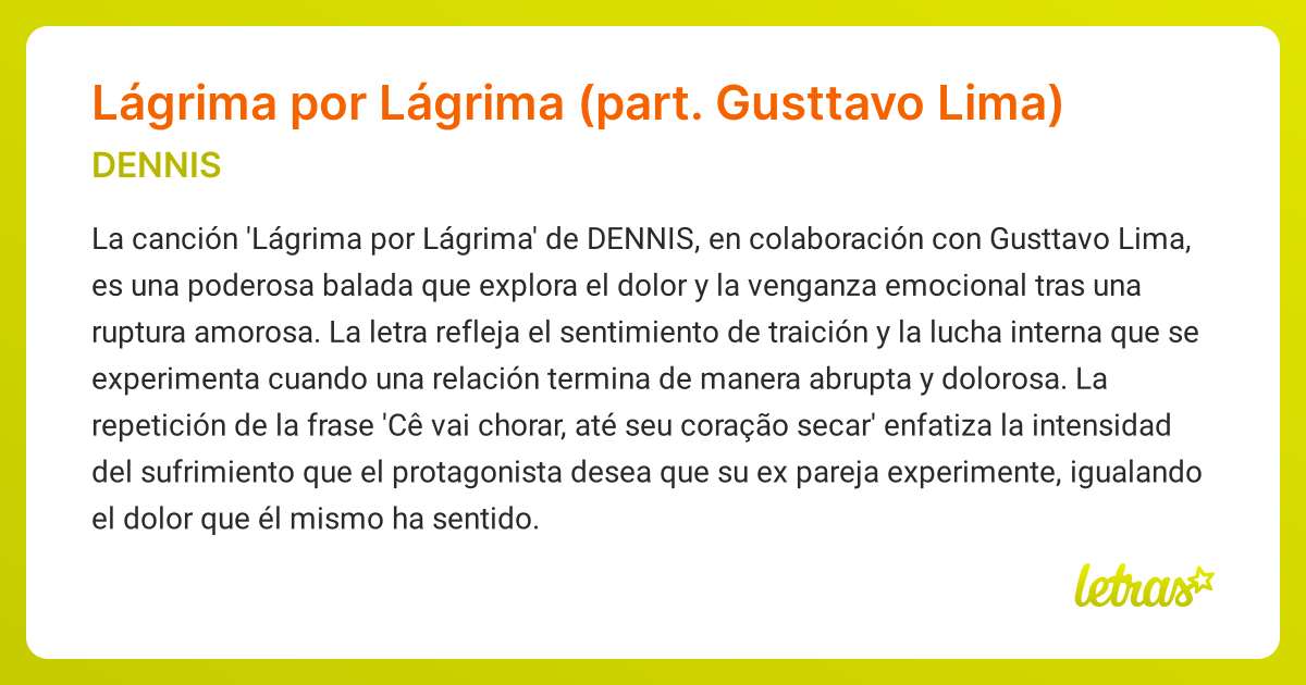 Significado de la canción Lágrima por Lágrima (part. Gusttavo Lima ...