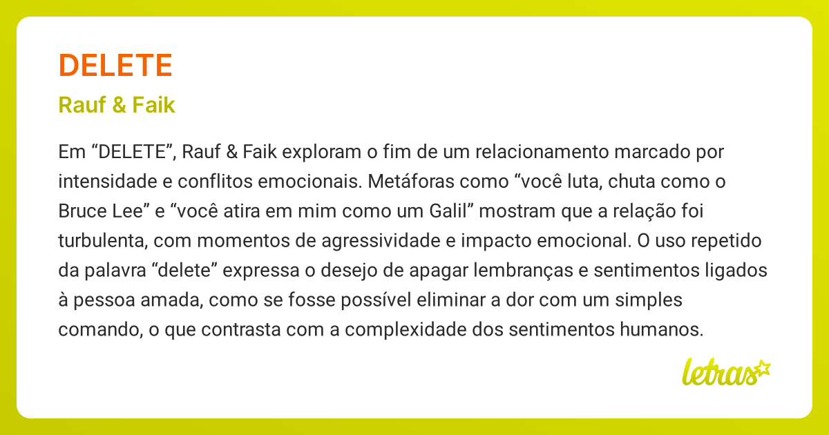 Significado da música DELETE (Rauf & Faik) - LETRAS.MUS.BR