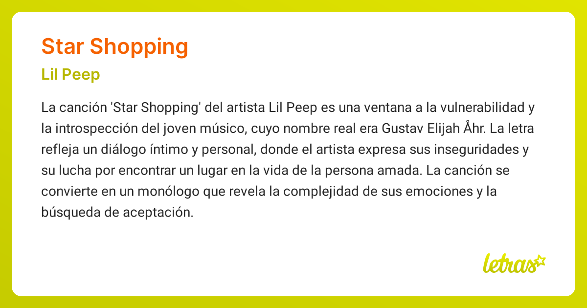 Significado de la canción STAR SHOPPING (Lil Peep) - LETRAS.COM